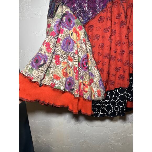 Womens hand knit patchwork tunic top large lagenlook artsy boho art to‎ wear - Picture 4 of 9